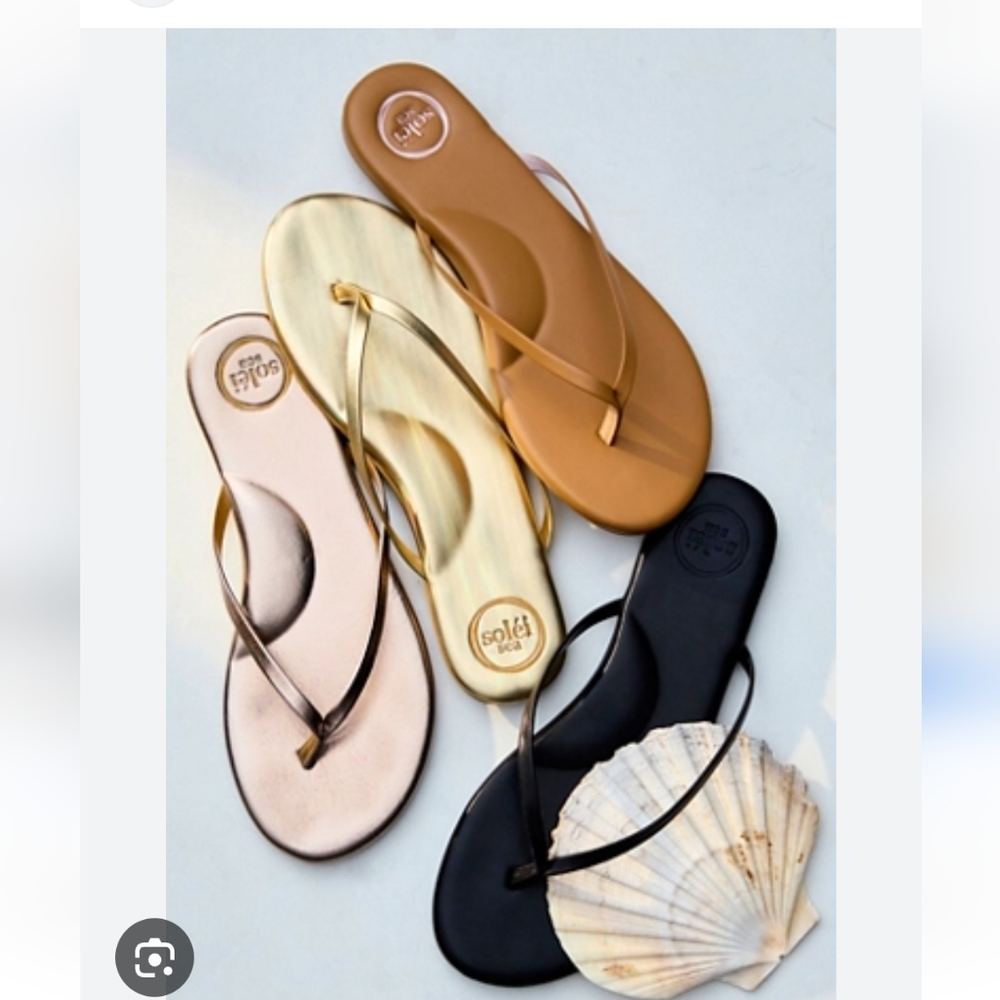 Sz 7 Free People Solei Sole Sea Flip Flop Beach Wedding Vacay Gold or PEWTER
